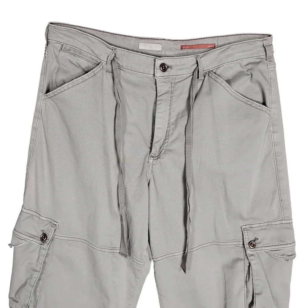 Anthro Pilcro Wide Legs Cargo Pants Size 32 P Waist Hems Drawstring Multi Pocket - Picture 12 of 16